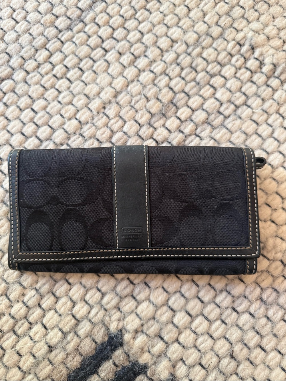 Coach Black Signature Canvas Continental Clutch Wallet